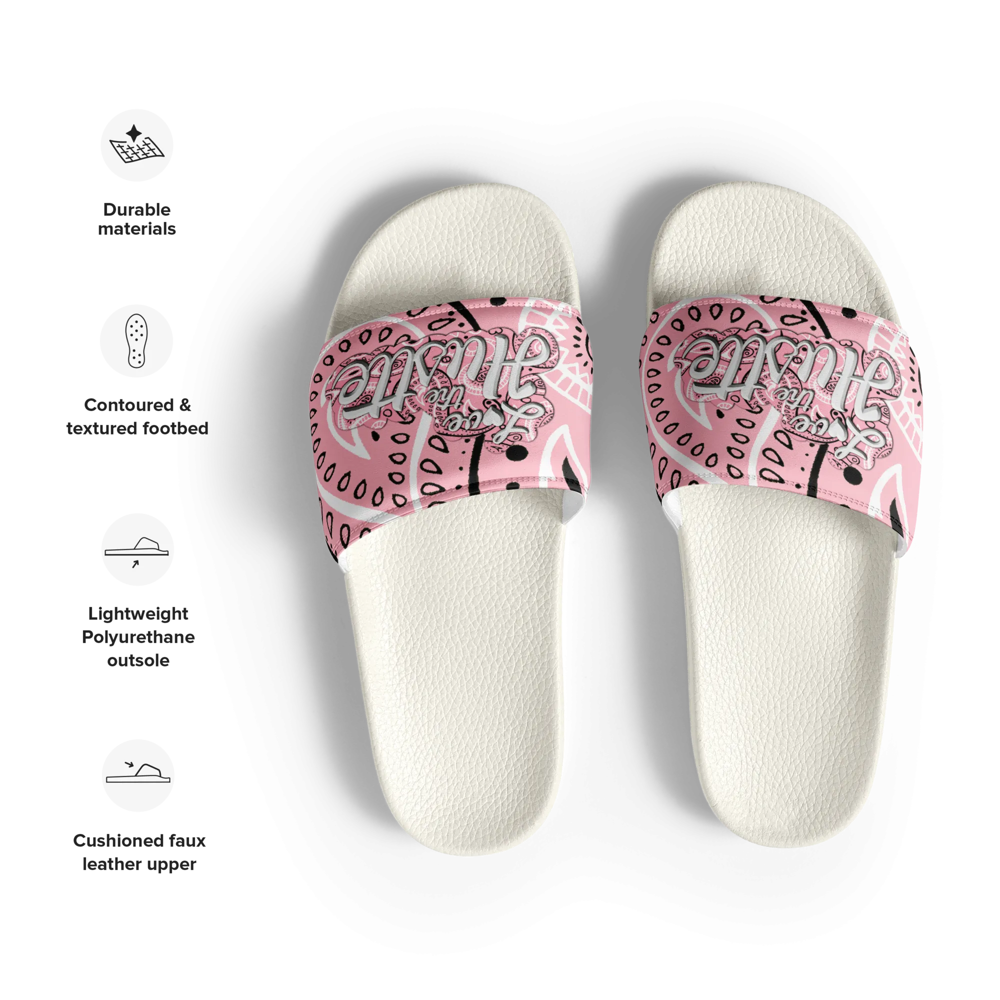 Love The Hustle™ Bandana Women's Slides, Light Pink Tops