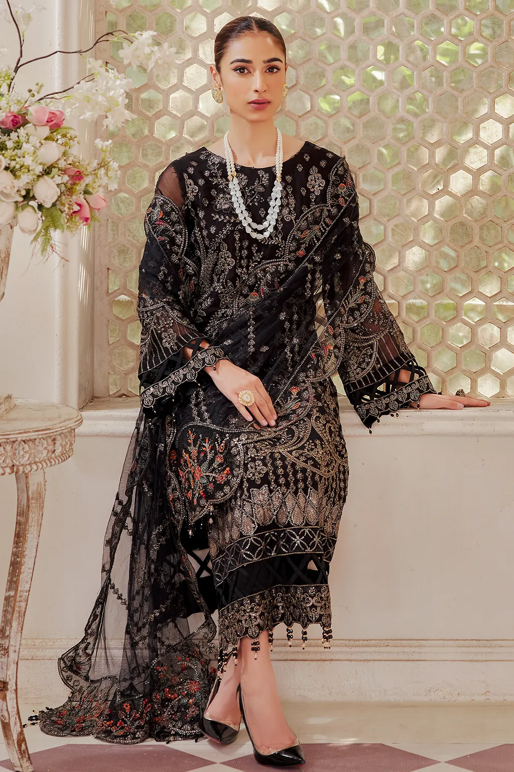 LX 08 | Collections Emaan Adeel Luxe Chiffon Collection 2023 | Unstitched and Stitched RTW Chiffon Embroidered Suits