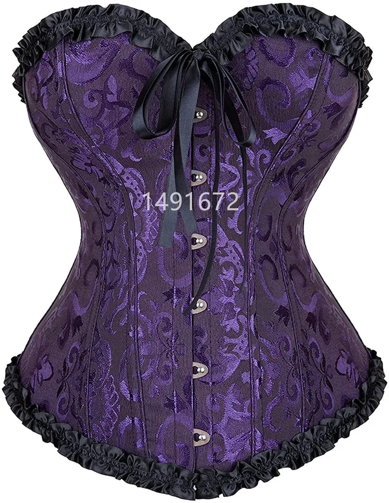 M White Corset Top Plus Size Women Bustier Overbust Sexy Lace up Floral Lingerie Vintage Victorian Fashion Black Red