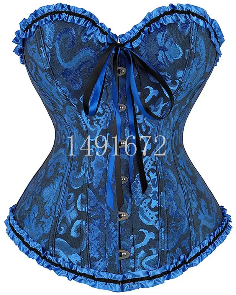 M White Corset Top Plus Size Women Bustier Overbust Sexy Lace up Floral Lingerie Vintage Victorian Fashion Black Red