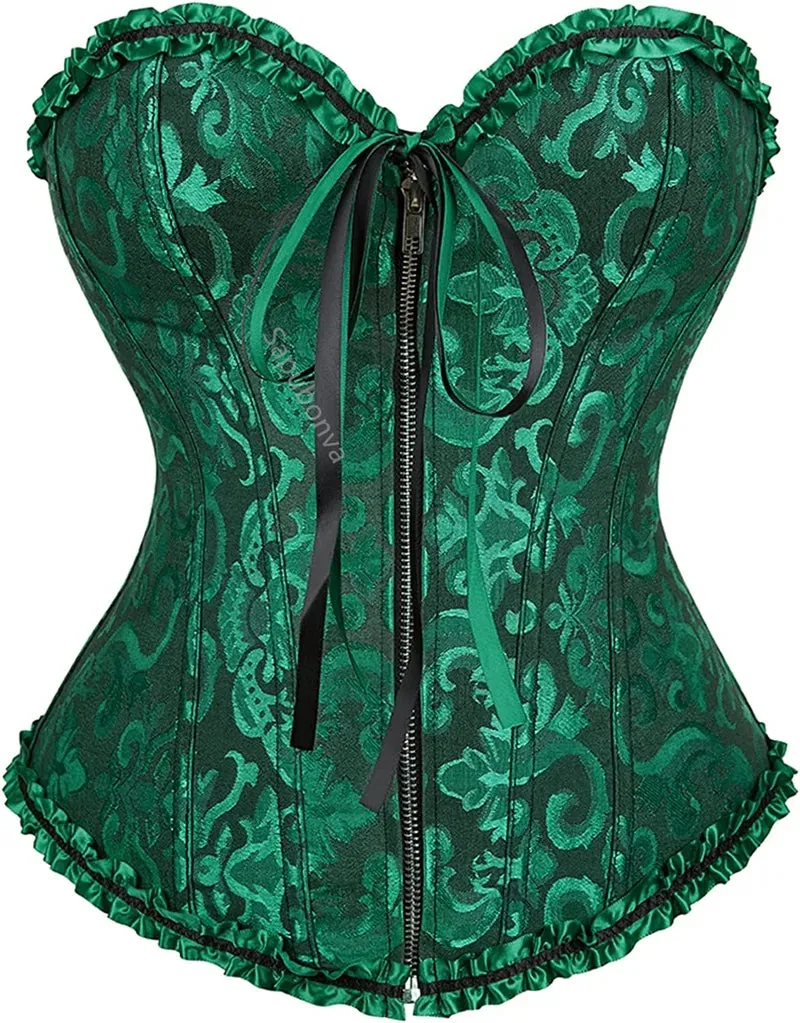 M White Corset Top Plus Size Women Bustier Overbust Sexy Lace up Floral Lingerie Vintage Victorian Fashion Black Red