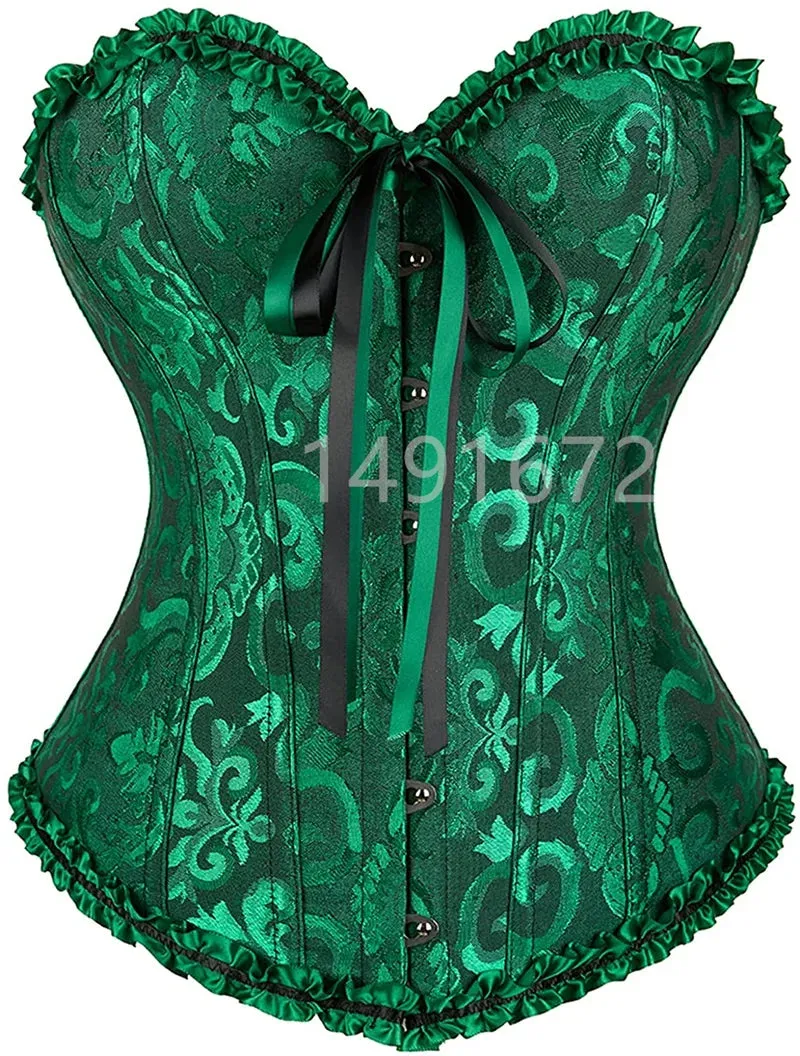 M White Corset Top Plus Size Women Bustier Overbust Sexy Lace up Floral Lingerie Vintage Victorian Fashion Black Red