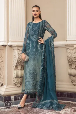 Maria.B | Embroidered Chiffon Collection '23 | MPC-23-102 TEAL BLUE