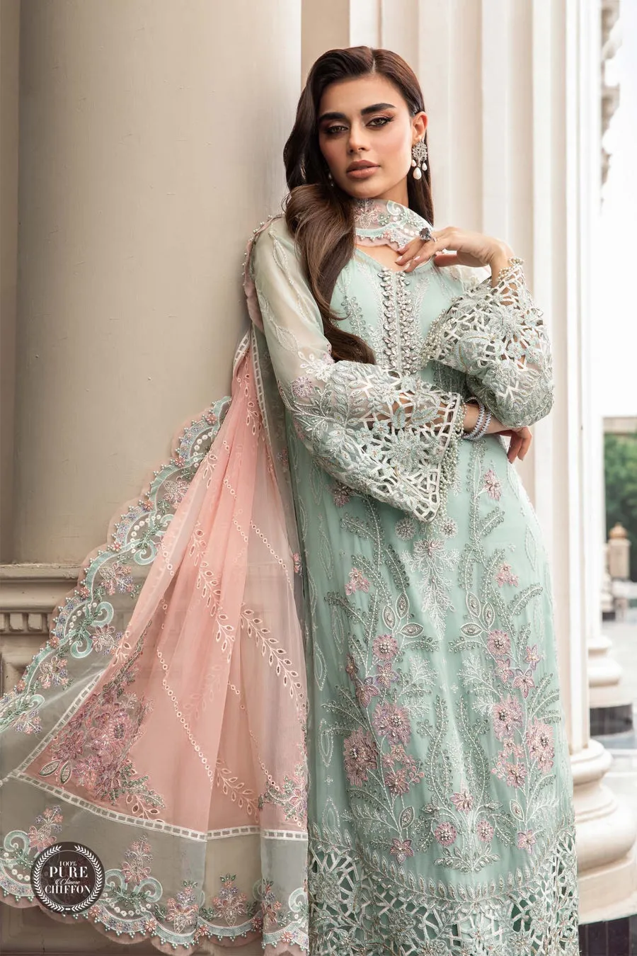 Maria.B | Embroidered Chiffon Collection '23 | MPC-23-104 mint green