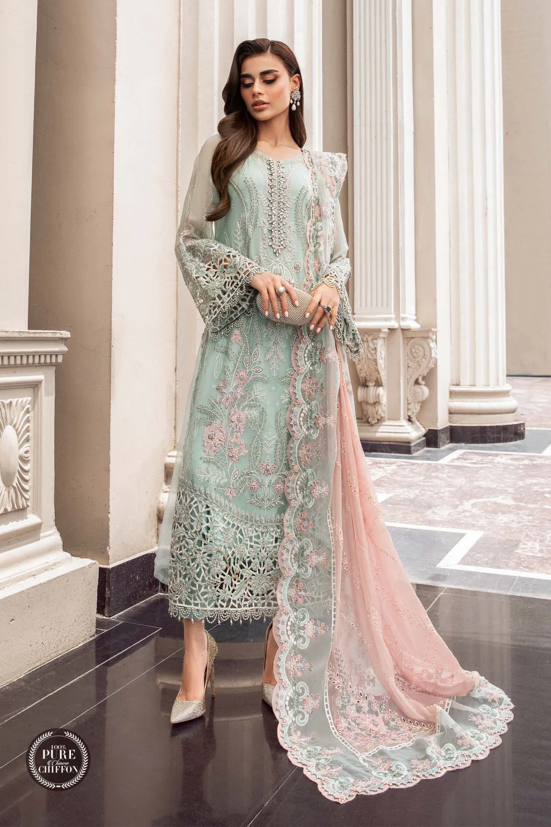 Maria.B | Embroidered Chiffon Collection '23 | MPC-23-104 mint green