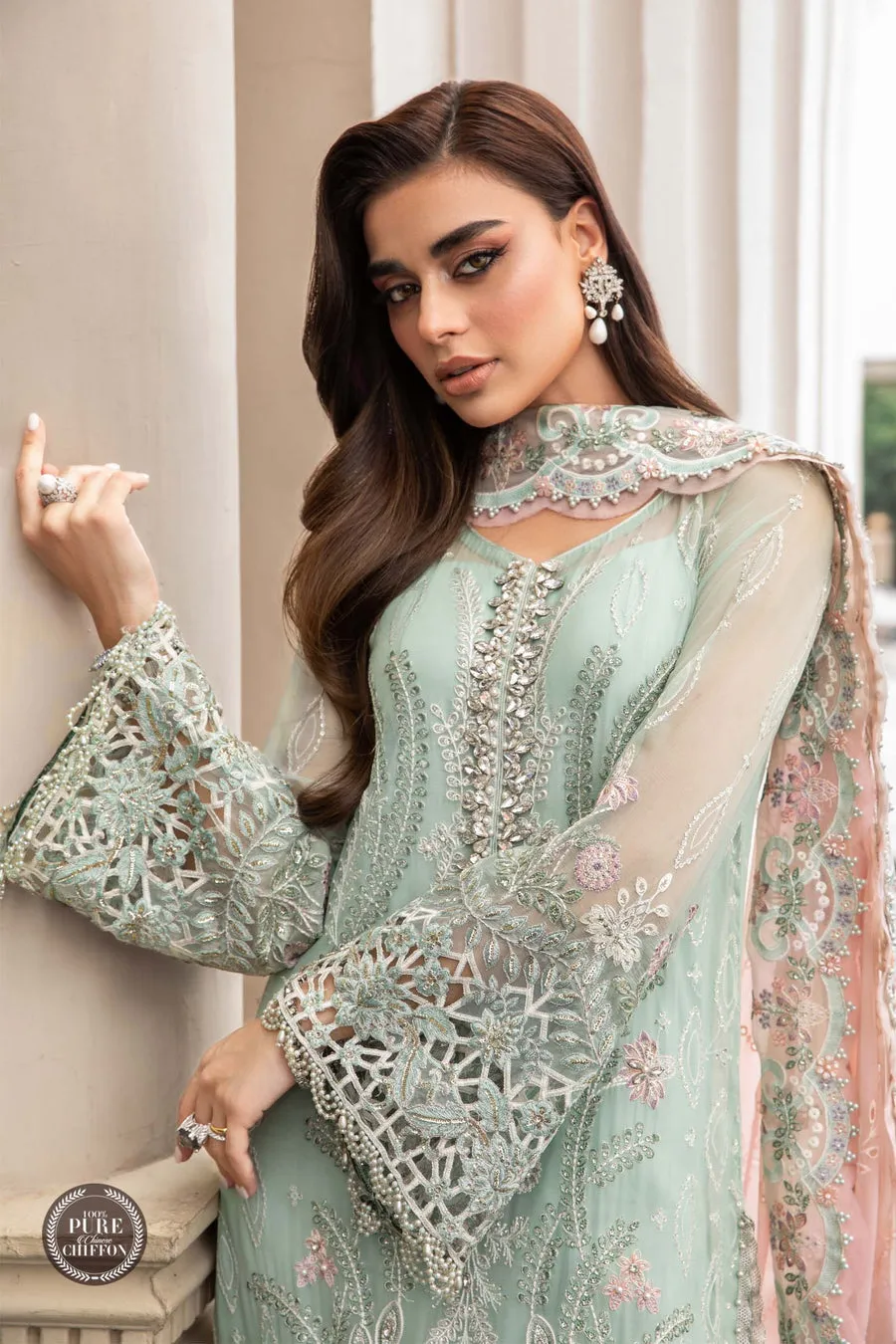 Maria.B | Embroidered Chiffon Collection '23 | MPC-23-104 mint green