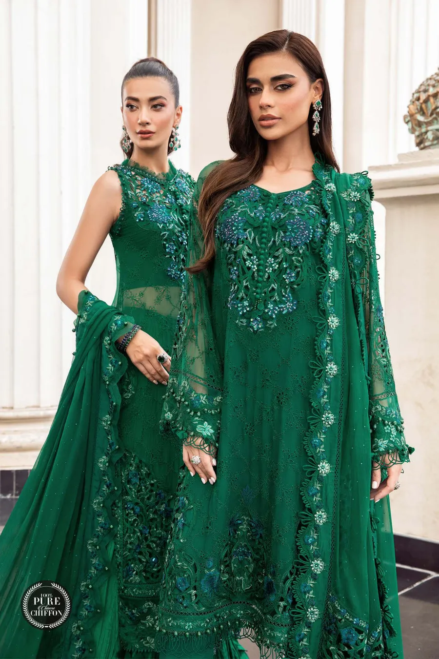 Maria.B | Embroidered Chiffon Collection '23 | MPC-23-108 EMERALD GREEN