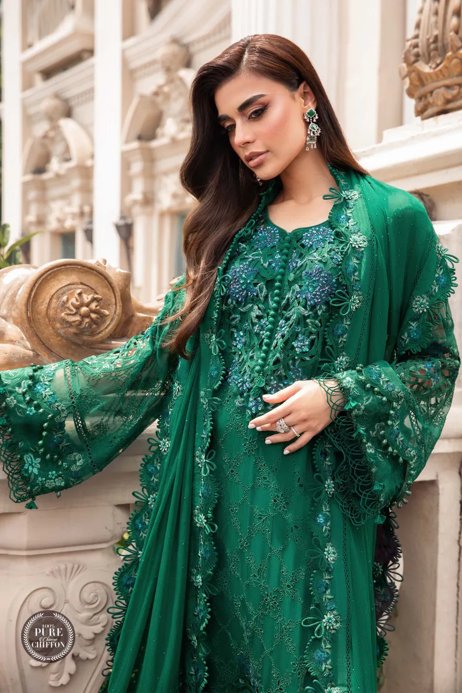 Maria.B | Embroidered Chiffon Collection '23 | MPC-23-108 EMERALD GREEN