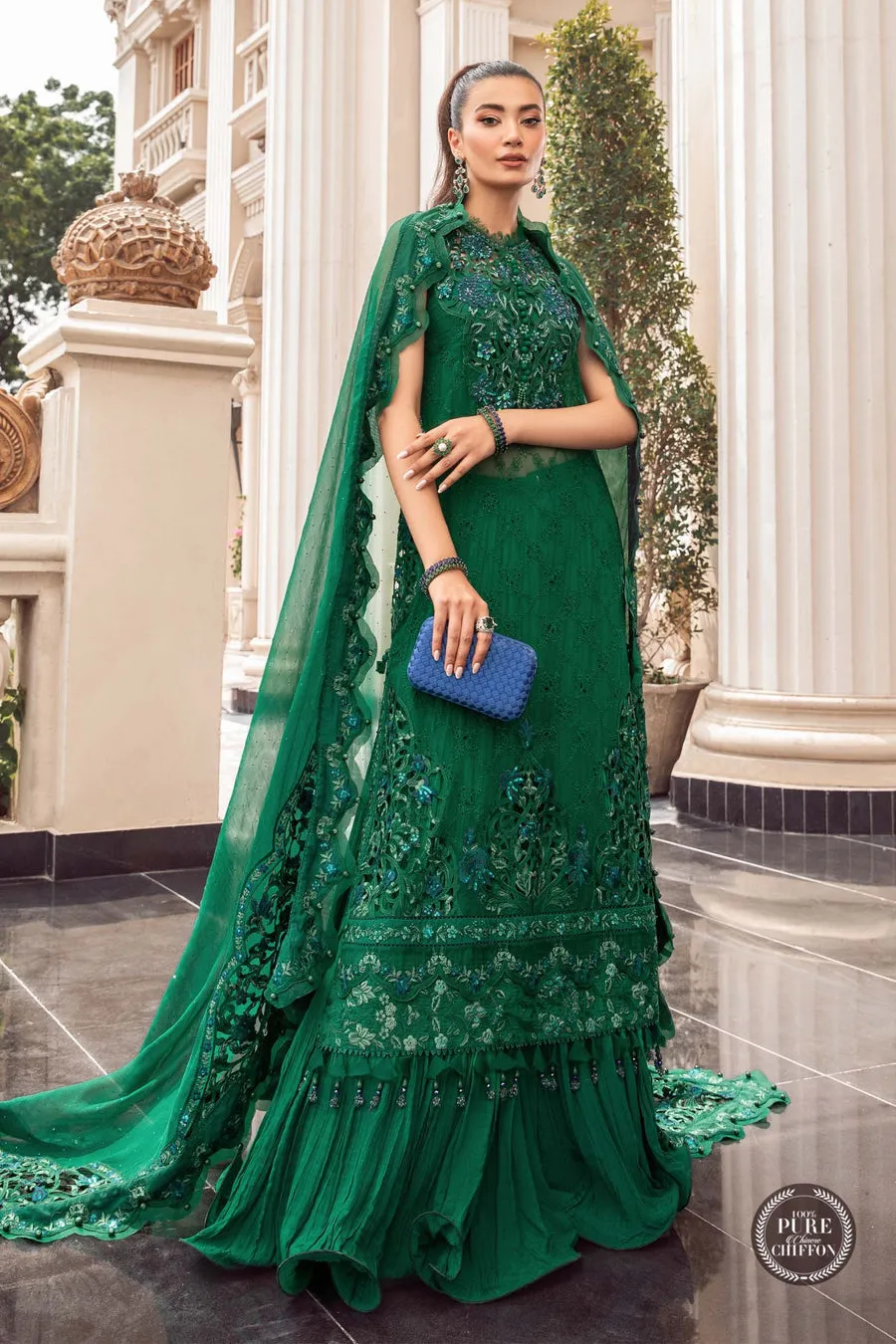 Maria.B | Embroidered Chiffon Collection '23 | MPC-23-108 EMERALD GREEN