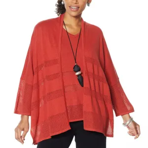 MarlaWynne Women's Mesh Stitch Topper Cardigan Sweater