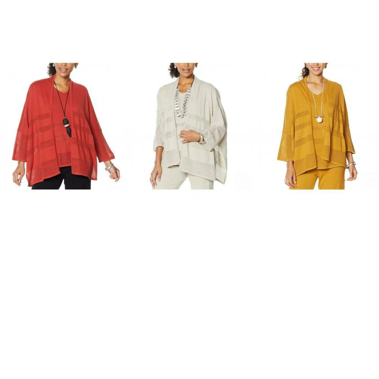 MarlaWynne Women's Mesh Stitch Topper Cardigan Sweater
