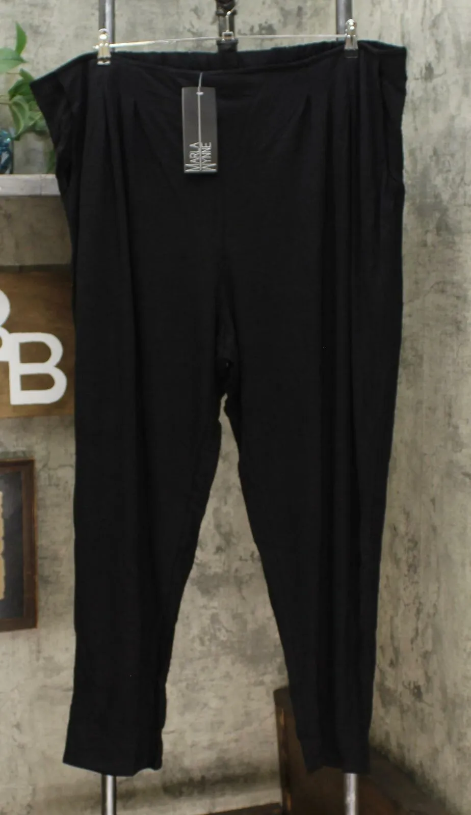 MarlaWynne Women's Plus Size Pull On Linen Jersey Slouch Ankle Pants