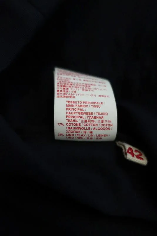 Marni Swing Jacket Navy Cotton-Linen Size 42 Button Front 3/4 Sleeve