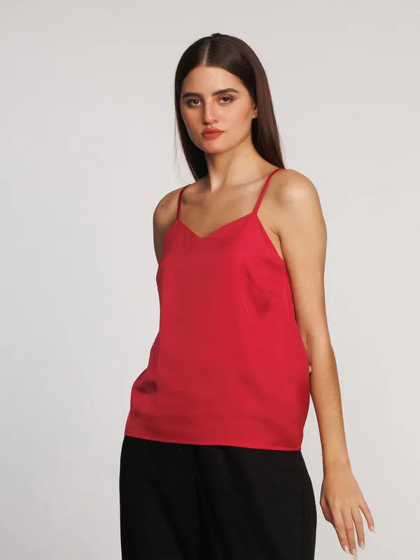Maroon Solid Regular Tank Top