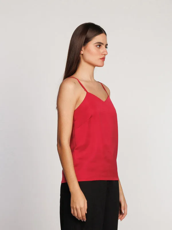 Maroon Solid Regular Tank Top