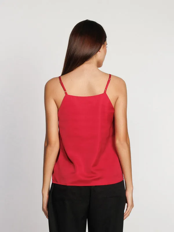Maroon Solid Regular Tank Top