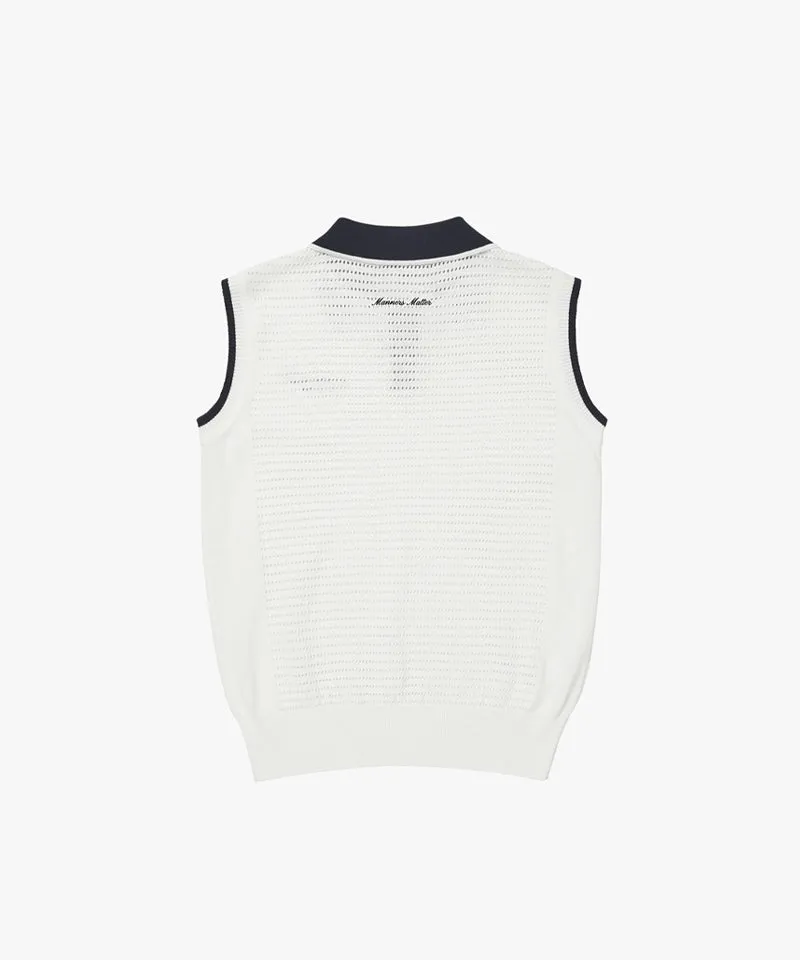 MCC Women's Sleeveless Knit Polo Shirt - White