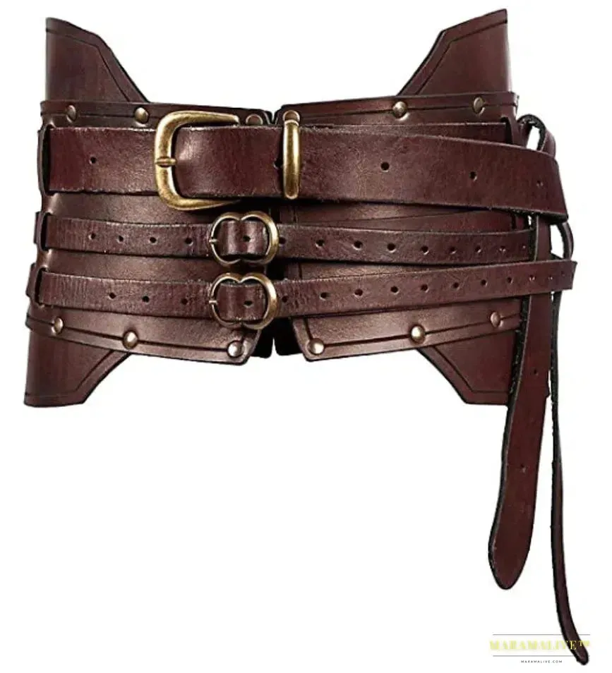 Medieval Retro Wide Knight Belt Armor - Men's Cosplay Costume - Women's Gothic Fancy Prop - Vintage PU Accessories