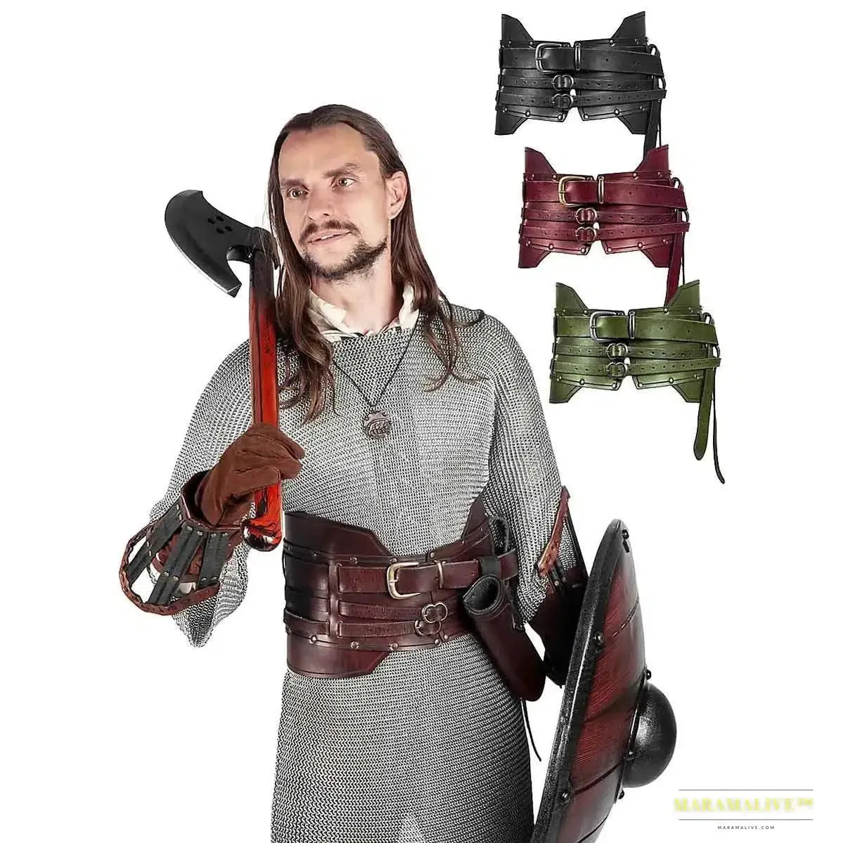 Medieval Retro Wide Knight Belt Armor - Men's Cosplay Costume - Women's Gothic Fancy Prop - Vintage PU Accessories