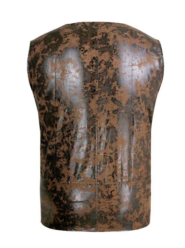 Men's Steampunk Retro Lace Up Leather Vest Western Cowboy Waistcoat