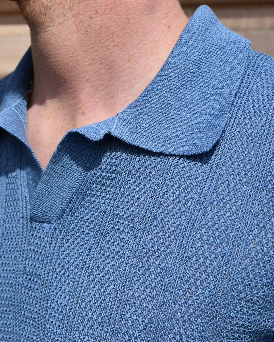 Miles Leon Fabien Knit Polo in Blue