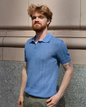 Miles Leon Fabien Knit Polo in Blue