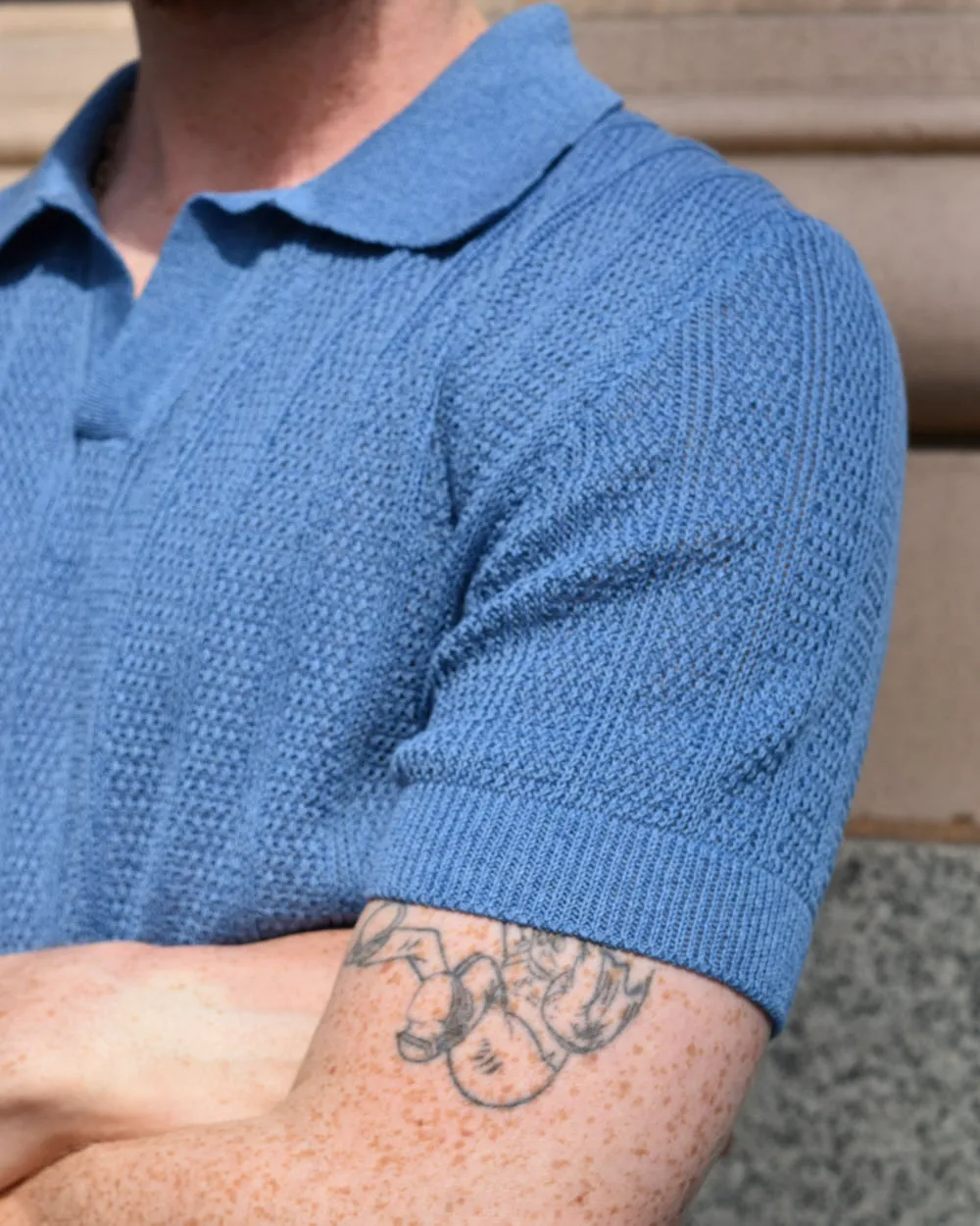 Miles Leon Fabien Knit Polo in Blue