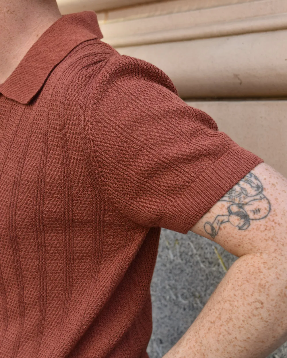 Miles Leon Fabien Knit Polo in Terra Cotta