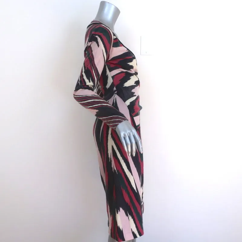 Missoni Wrap Dress Multicolor Wool-Blend Knit Size 42 Long Sleeve V-Neck