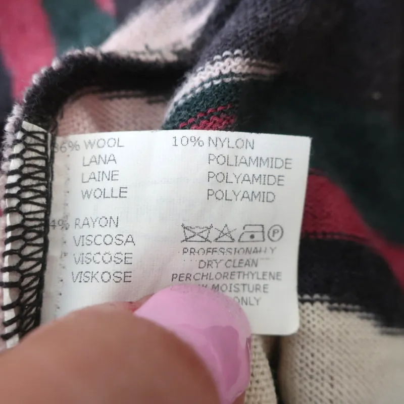 Missoni Wrap Dress Multicolor Wool-Blend Knit Size 42 Long Sleeve V-Neck