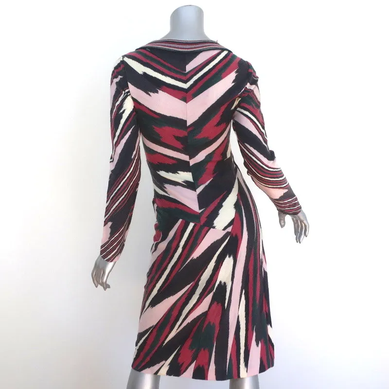 Missoni Wrap Dress Multicolor Wool-Blend Knit Size 42 Long Sleeve V-Neck
