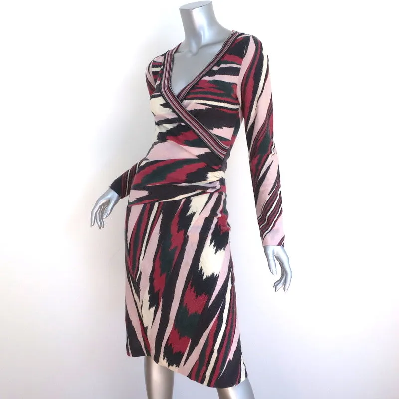 Missoni Wrap Dress Multicolor Wool-Blend Knit Size 42 Long Sleeve V-Neck