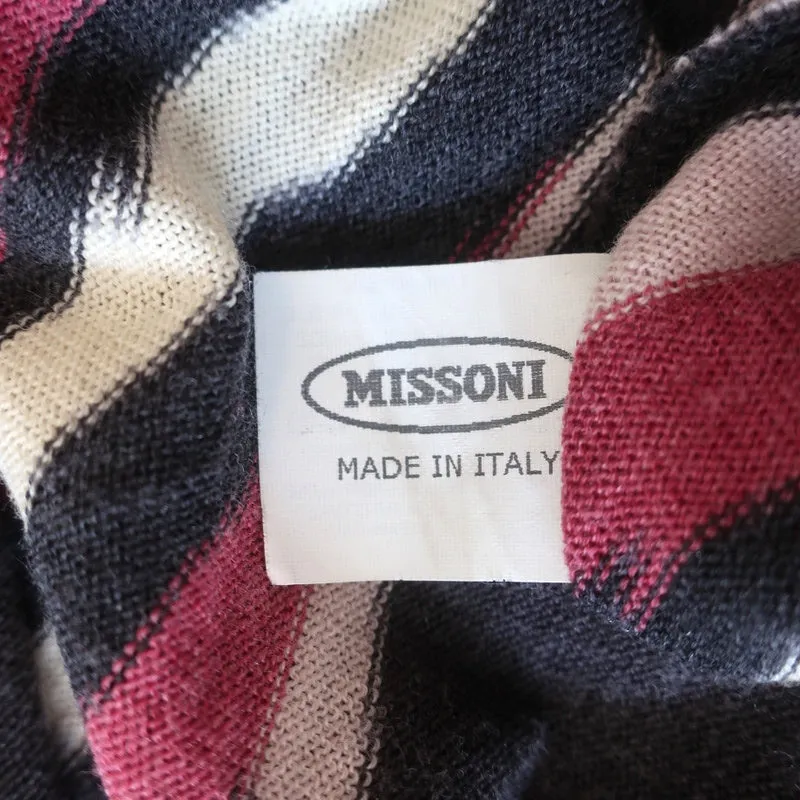 Missoni Wrap Dress Multicolor Wool-Blend Knit Size 42 Long Sleeve V-Neck