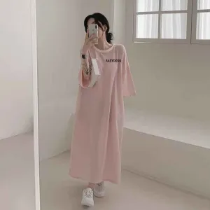 MOMENTLOVER Manufacturer pure cotton fashion short-sleeved t-shirt skirt women's Korean version striped short-sleeved t-shirt dress women's summer tide new Korean version