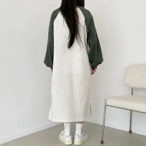 momentlover T-shirt skirt women's popular new autumn and winter popular casual dress velvet cotton Korean loose and thin letter long