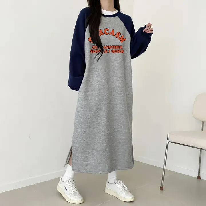 momentlover T-shirt skirt women's popular new autumn and winter popular casual dress velvet cotton Korean loose and thin letter long