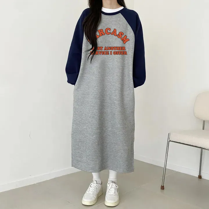 momentlover T-shirt skirt women's popular new autumn and winter popular casual dress velvet cotton Korean loose and thin letter long