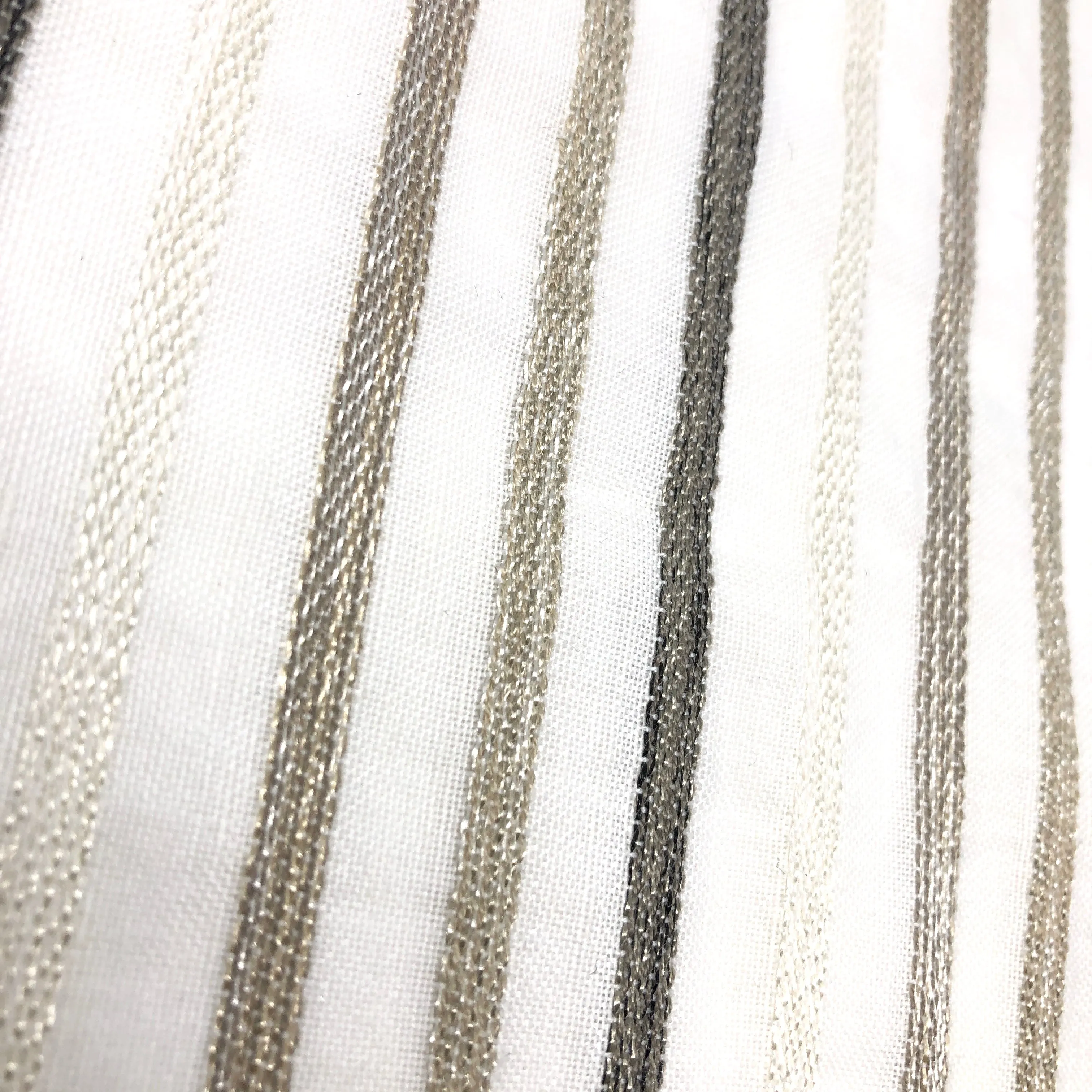 Multi Stripe Linen Blend Embroidered Grey Indigo Stripe Sheer Fabric By The Yard/CL1033