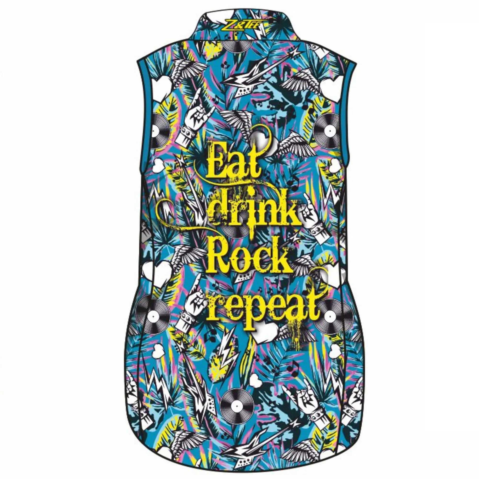 Music | Eat Drink Rock Repeat Blue Sleeveless Lifestyle Fishing Dress