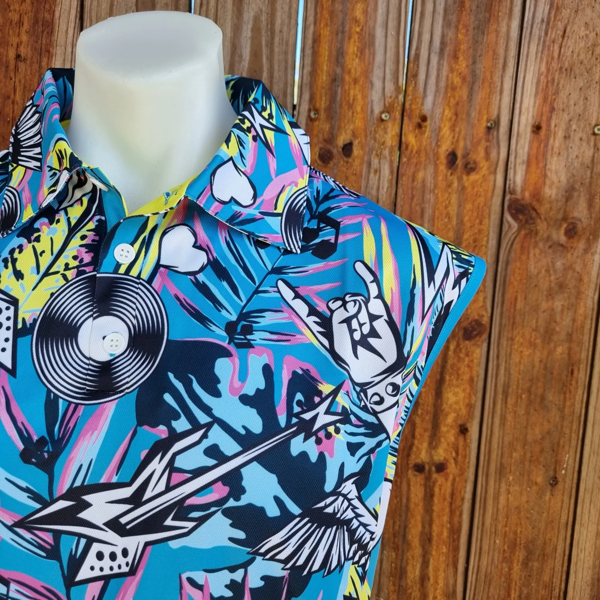 Music | Eat Drink Rock Repeat Blue Sleeveless Lifestyle Fishing Dress