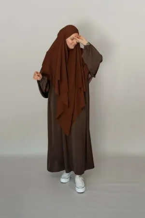 Najam Chiffon three layer Khimar in coffee color