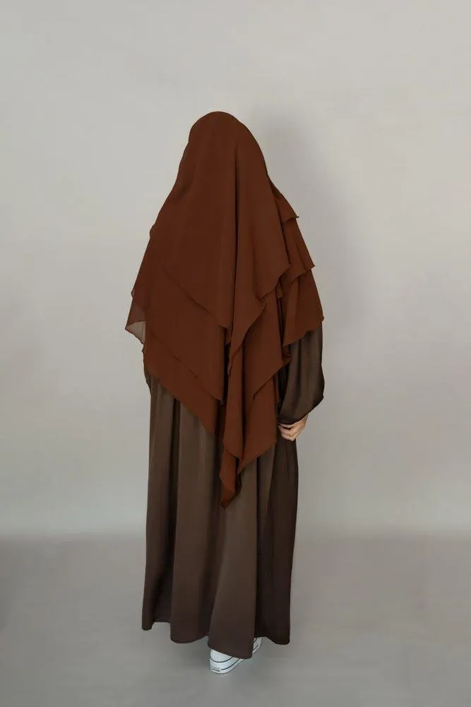 Najam Chiffon three layer Khimar in coffee color