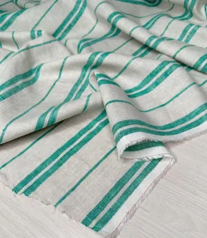 Natural/Jewel - Yarn-Dyed Linen Stripe - 1/2 metre