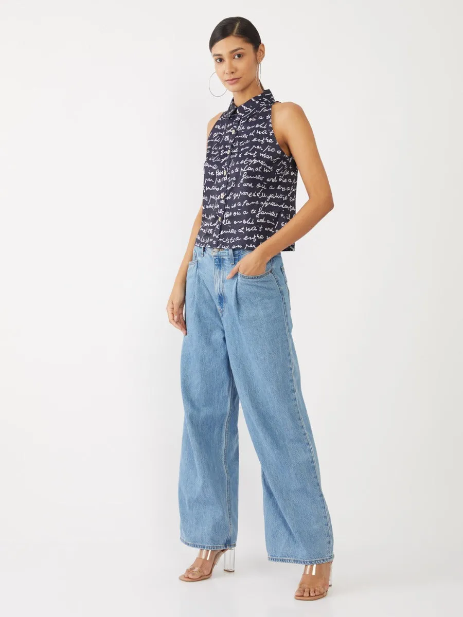 Navy Blue Printed Shirt