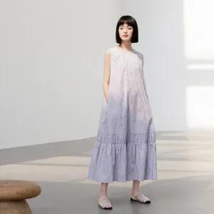 New Chinese sleeveless pullover first love style design dress cotton jacquard purple summer thin long dress B0107