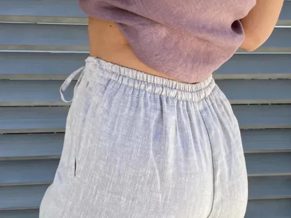 NEW Women's Drawstring Slim Fit Natural Linen Pant with Pockets Lightweight Breathable - Color: Cream/Beige - Size M Fits S-M - Retails $72