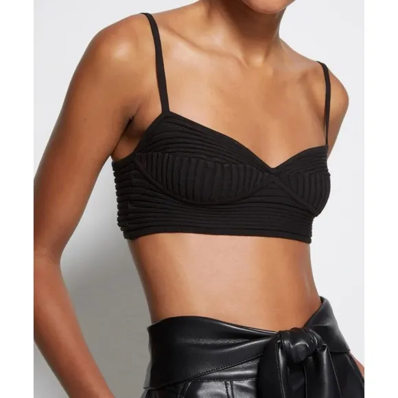 NWT SIMKHAI Black Signature Linden Bralette Size XS