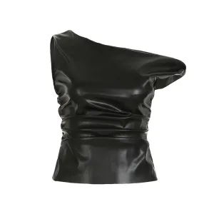 Off the Shoulder Faux Leather Top