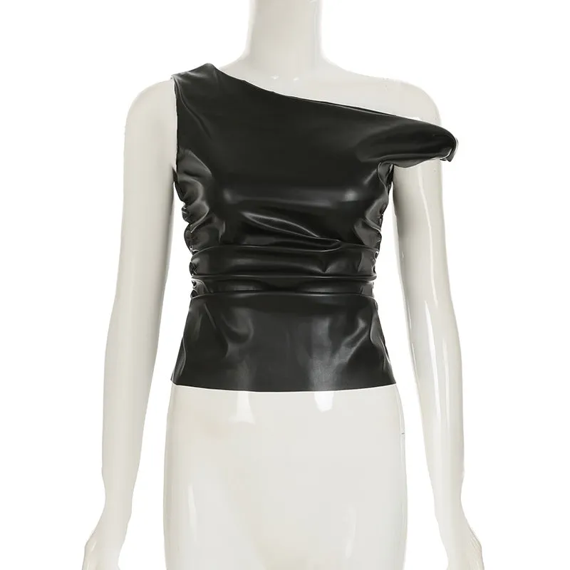 Off the Shoulder Faux Leather Top