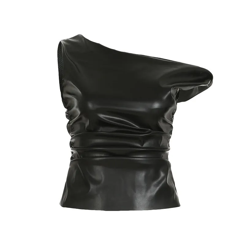 Off the Shoulder Faux Leather Top